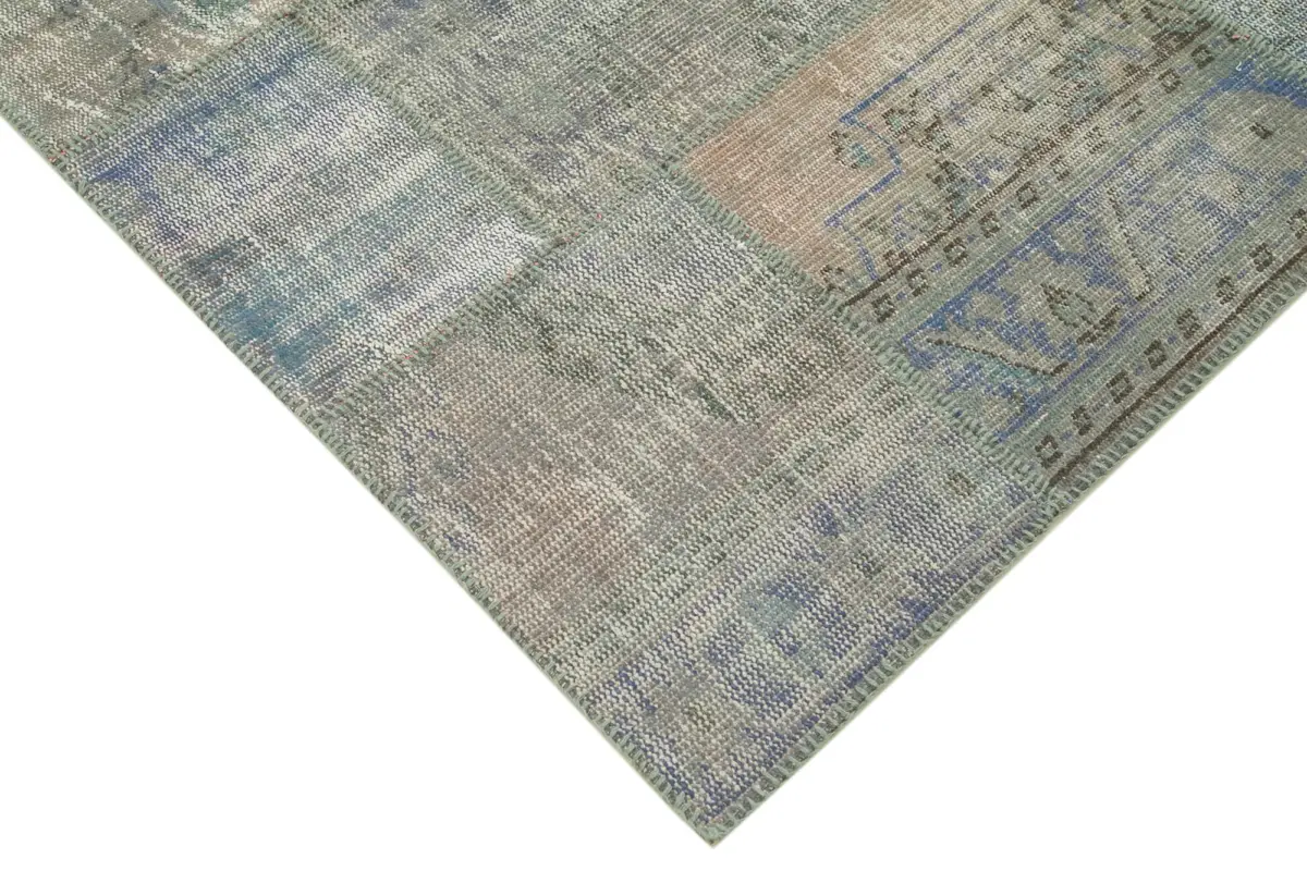 Patchwork Gri Pamuk Üzerine Yün El Dokuma Kilim-173x247 - Görsel 4
