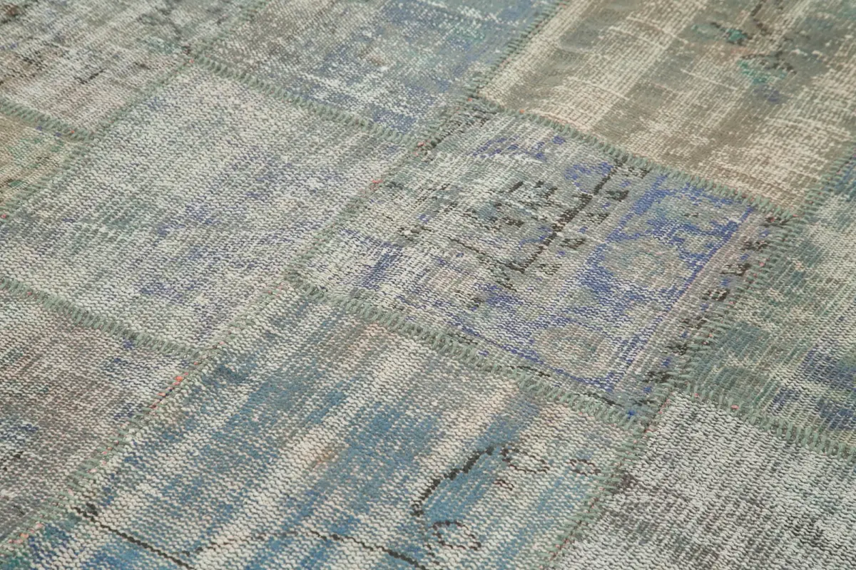 Patchwork Gri Pamuk Üzerine Yün El Dokuma Kilim-173x247 - Görsel 5