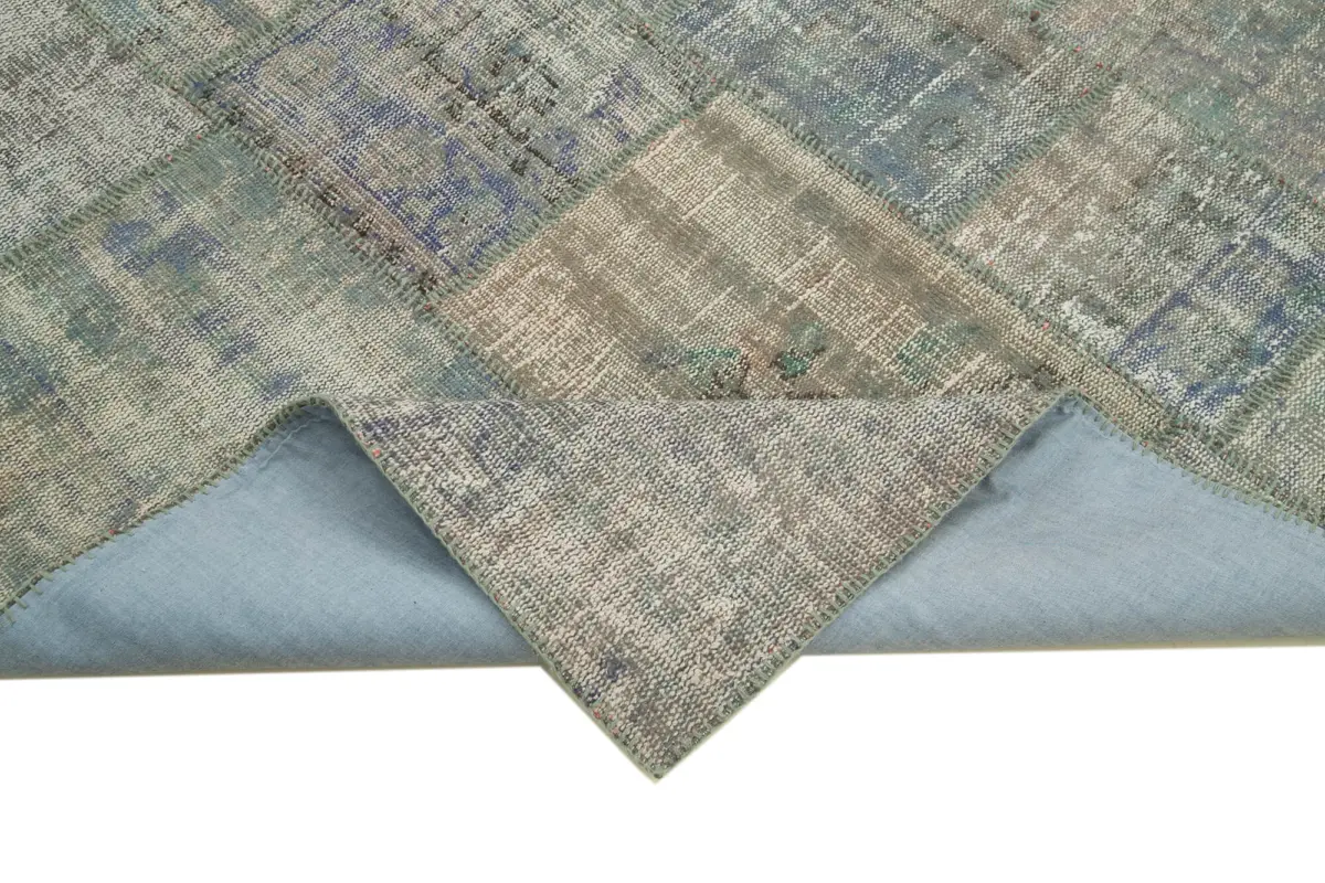 Patchwork Gri Pamuk Üzerine Yün El Dokuma Kilim-173x247 - Görsel 6