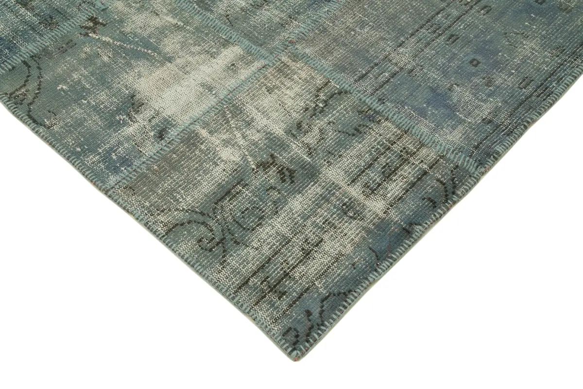 Patchwork Mavi Pamuk Üzerine Yün El Dokuma Kilim-174x242 - Görsel 4