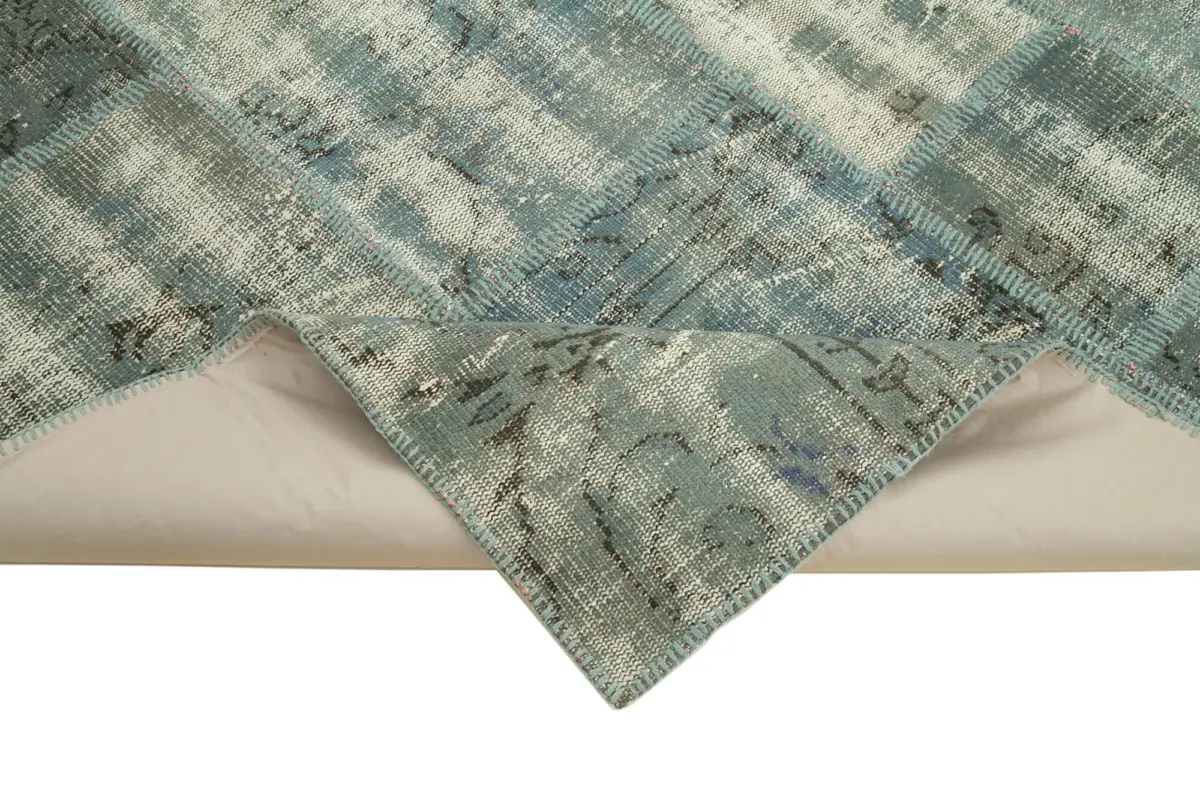 Patchwork Mavi Pamuk Üzerine Yün El Dokuma Kilim-174x242 - Görsel 6