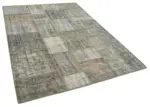 Patchwork Gri Pamuk Üzerine Yün El Dokuma Kilim-176x243 - Görsel 2