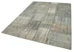 Patchwork Gri Pamuk Üzerine Yün El Dokuma Kilim-176x243 - Görsel 3