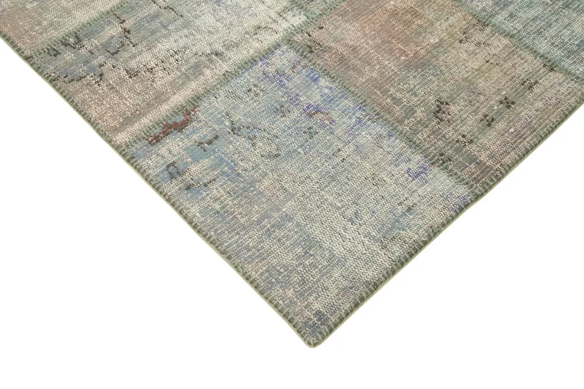 Patchwork Gri Pamuk Üzerine Yün El Dokuma Kilim-176x243 - Görsel 4