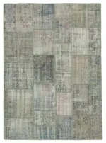 Patchwork Gri Pamuk Üzerine Yün El Dokuma Kilim-176x247