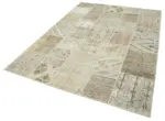 Patchwork Bej Pamuk Üzerine Yün El Dokuma Kilim-173x240 - Görsel 3