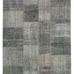 Patchwork Gri Pamuk Üzerine Yün El Dokuma Kilim-170x241