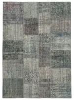 Patchwork Gri Pamuk Üzerine Yün El Dokuma Kilim-170x241