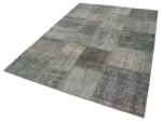 Patchwork Gri Pamuk Üzerine Yün El Dokuma Kilim-170x241 - Görsel 3