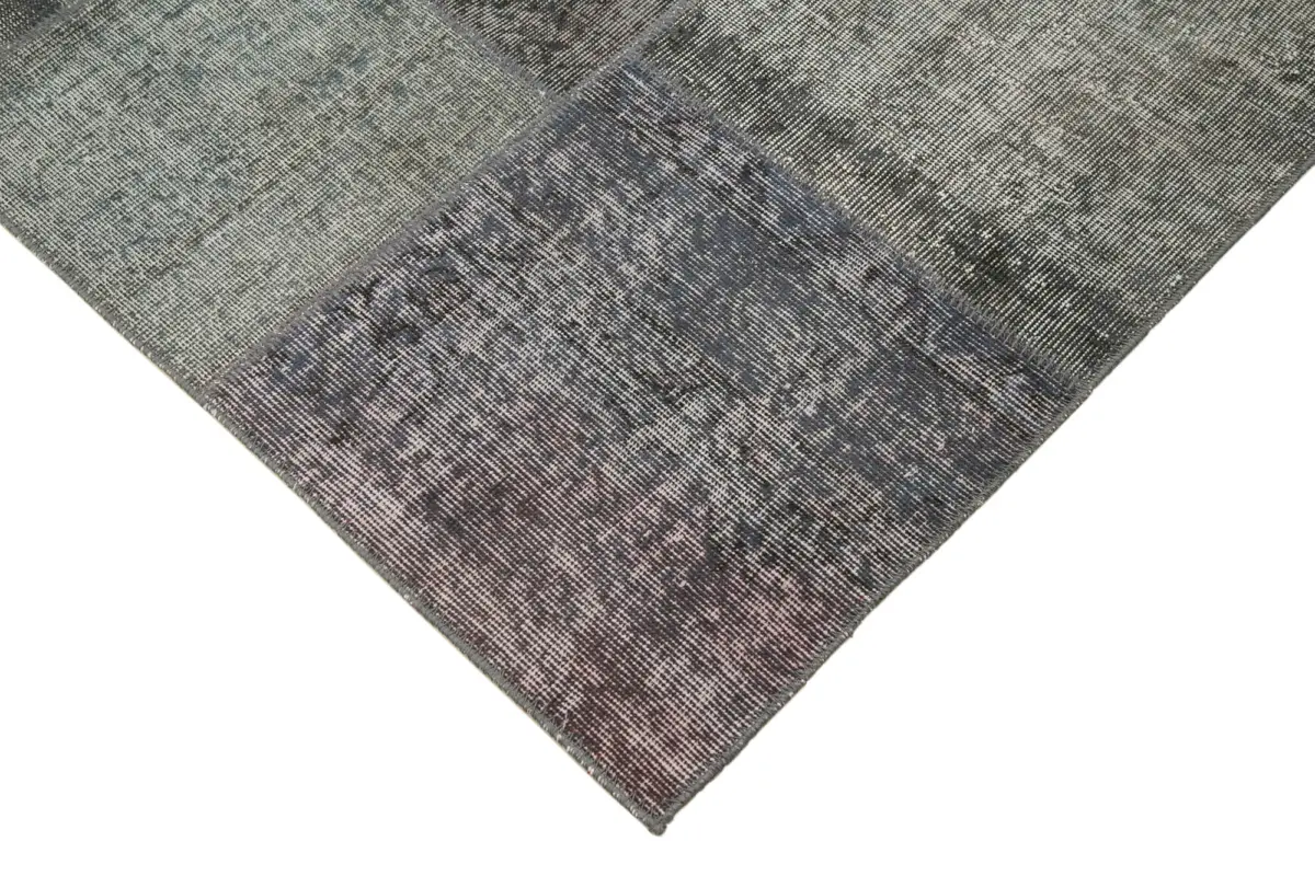 Patchwork Gri Pamuk Üzerine Yün El Dokuma Kilim-170x241 - Görsel 4