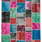 Patchwork Multi Pamuk Üzerine Yün El Dokuma Kilim-179x243
