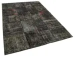 Patchwork Siyah Pamuk Üzerine Yün El Dokuma Kilim-173x243 - Görsel 2