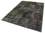 Patchwork Siyah Pamuk Üzerine Yün El Dokuma Kilim-173x243 - Görsel 3