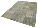 Patchwork Gri Pamuk Üzerine Yün El Dokuma Kilim-175x242 - Görsel 3