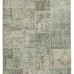 Patchwork Gri Pamuk Üzerine Yün El Dokuma Kilim-170x240
