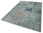 Patchwork Mavi Pamuk Üzerine Yün El Dokuma Kilim-176x243 - Görsel 3
