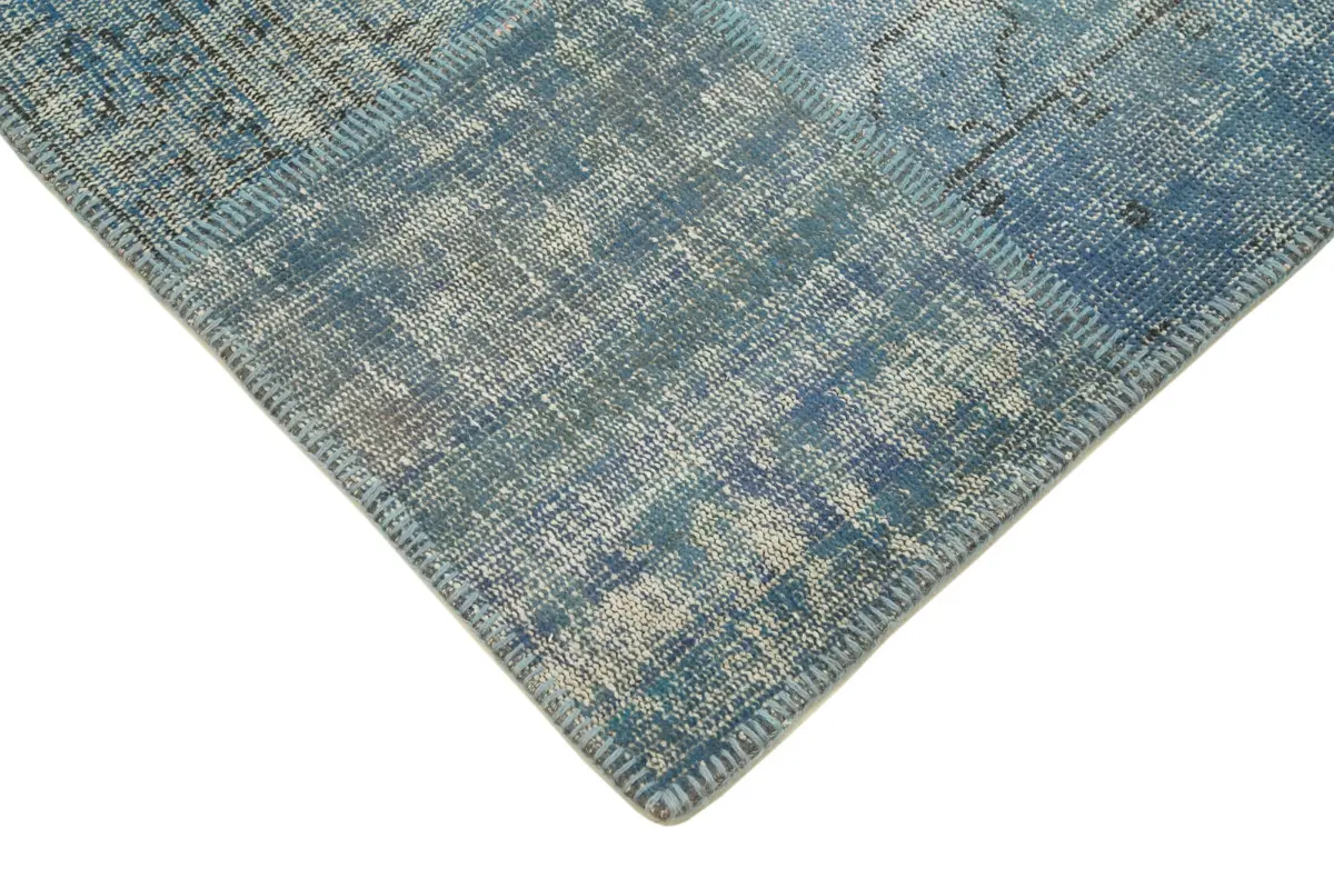 Patchwork Mavi Pamuk Üzerine Yün El Dokuma Kilim-176x243 - Görsel 4