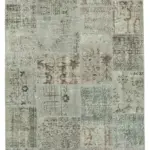 Patchwork Gri Pamuk Üzerine Yün El Dokuma Kilim-168x242