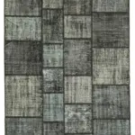 Patchwork Siyah Pamuk Üzerine Yün El Dokuma Kilim-176x242