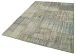 Patchwork Gri Pamuk Üzerine Yün El Dokuma Kilim-176x242 - Görsel 3