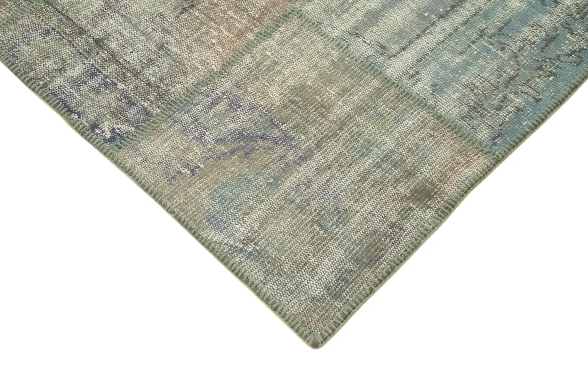 Patchwork Gri Pamuk Üzerine Yün El Dokuma Kilim-176x242 - Görsel 4