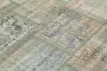Patchwork Gri Pamuk Üzerine Yün El Dokuma Kilim-176x242 - Görsel 5