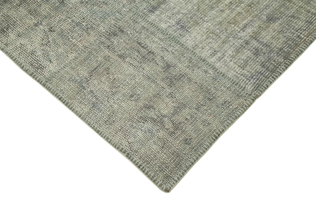 Patchwork Gri Pamuk Üzerine Yün El Dokuma Kilim-173x242 - Görsel 4