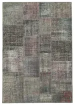Patchwork Gri Pamuk Üzerine Yün El Dokuma Kilim-171x240