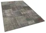 Patchwork Gri Pamuk Üzerine Yün El Dokuma Kilim-171x240 - Görsel 2
