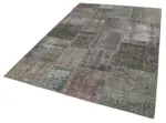 Patchwork Gri Pamuk Üzerine Yün El Dokuma Kilim-171x240 - Görsel 3