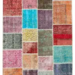 Patchwork Multi Pamuk Üzerine Yün El Dokuma Kilim-147x205