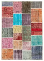 Patchwork Multi Pamuk Üzerine Yün El Dokuma Kilim-147x205