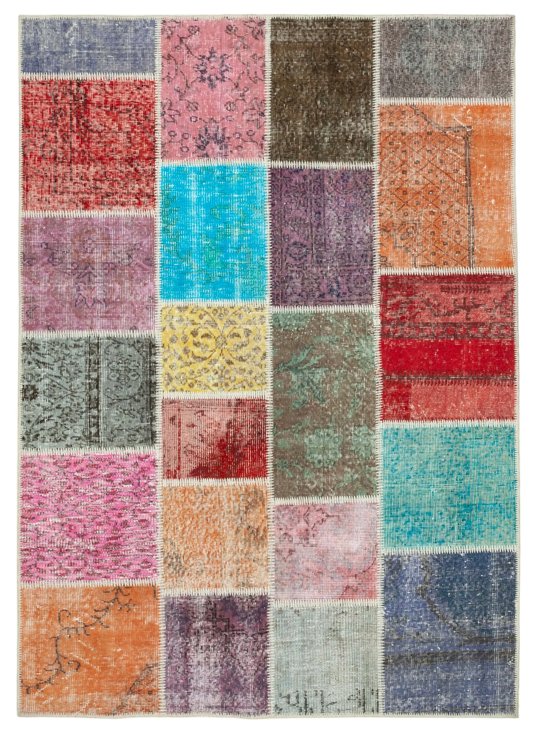 Rc_32076_0_Multicolor_Patchwork_Rugs Patchwork Multi Pamuk Üzerine Yün El Dokuma Kilim-147x205 - Görsel 1