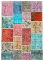 Patchwork Multi Pamuk Üzerine Yün El Dokuma Kilim-145x205