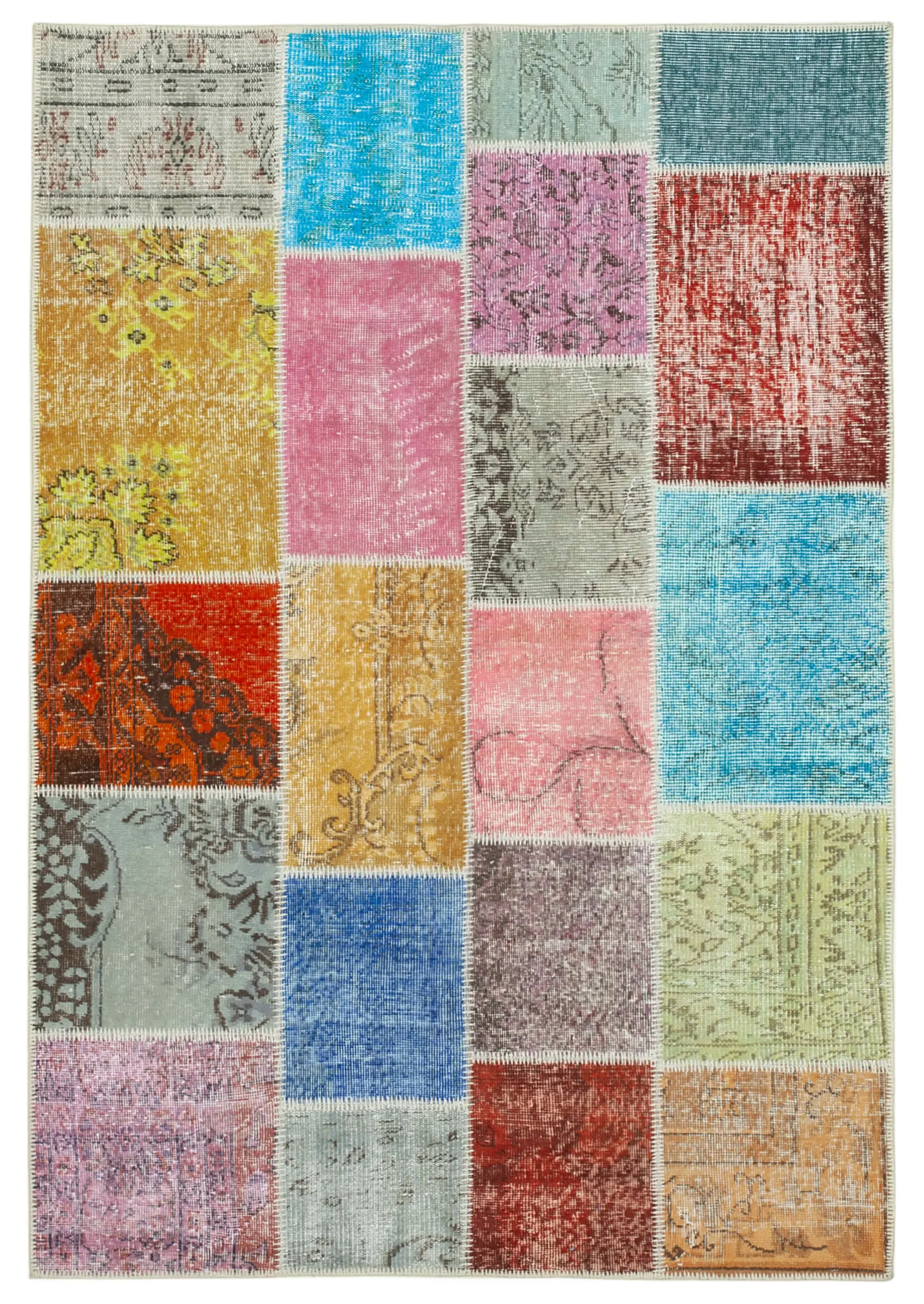 Rc_32081_0_Multicolor_Patchwork_Rugs Patchwork Multi Pamuk Üzerine Yün El Dokuma Kilim-143x206 - Görsel 1