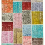 Patchwork Multi Pamuk Üzerine Yün El Dokuma Kilim-146x201