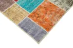 Patchwork Multi Pamuk Üzerine Yün El Dokuma Kilim-146x201 - Görsel 4