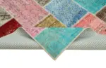 Patchwork Multi Pamuk Üzerine Yün El Dokuma Kilim-146x201 - Görsel 6