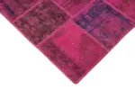 Patchwork Pembe Pamuk Üzerine Yün El Dokuma Kilim-140x205 - Görsel 4