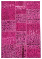 Patchwork Pembe Pamuk Üzerine Yün El Dokuma Kilim-140x200