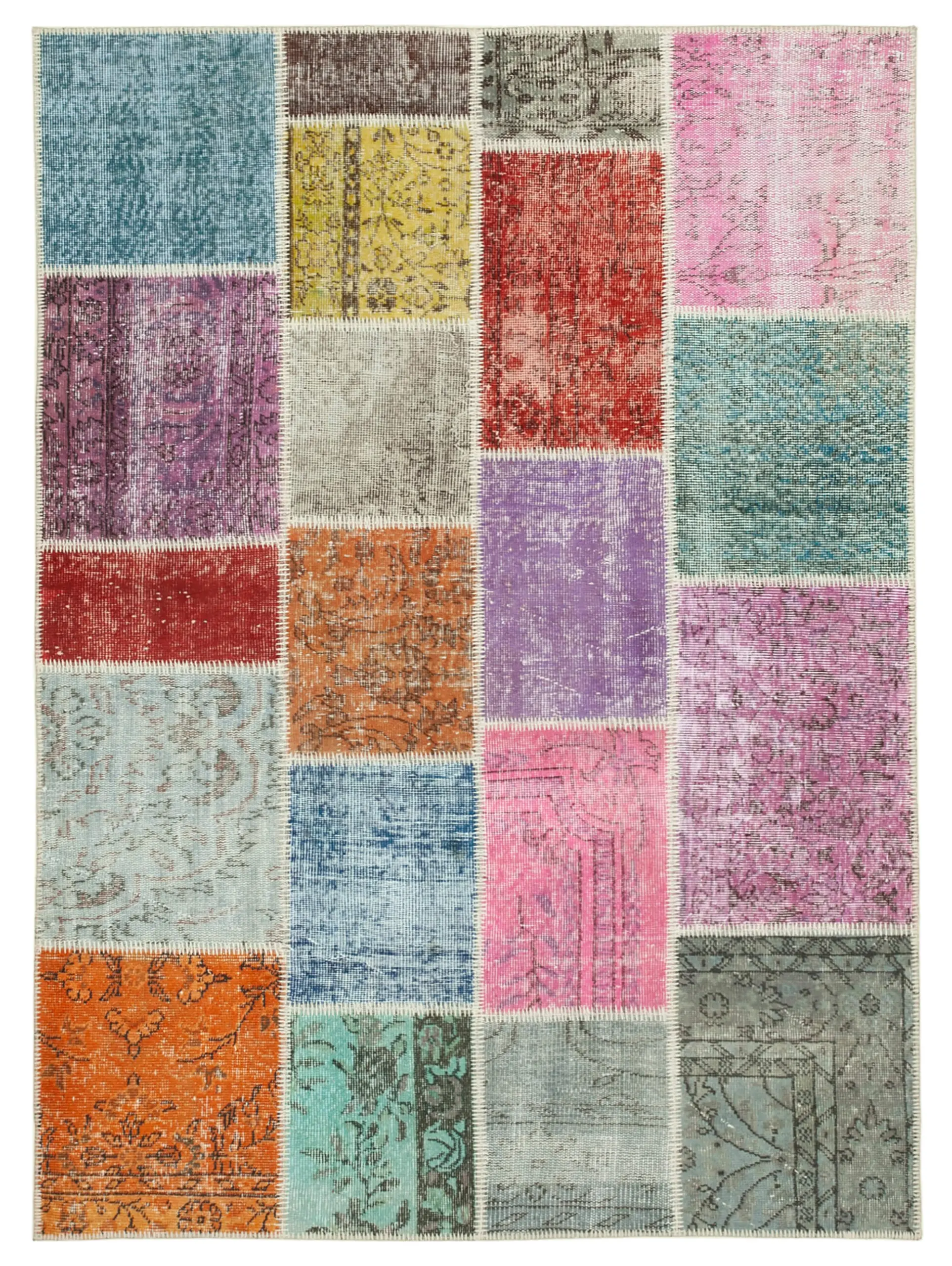 Rc_32087_0_Multicolor_Patchwork_Rugs Patchwork Multi Pamuk Üzerine Yün El Dokuma Kilim-146x201 - Görsel 1