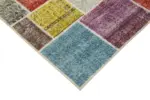 Patchwork Multi Pamuk Üzerine Yün El Dokuma Kilim-146x201 - Görsel 4