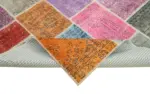 Patchwork Multi Pamuk Üzerine Yün El Dokuma Kilim-146x201 - Görsel 6