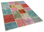 Patchwork Multi Pamuk Üzerine Yün El Dokuma Kilim-148x199 - Görsel 2
