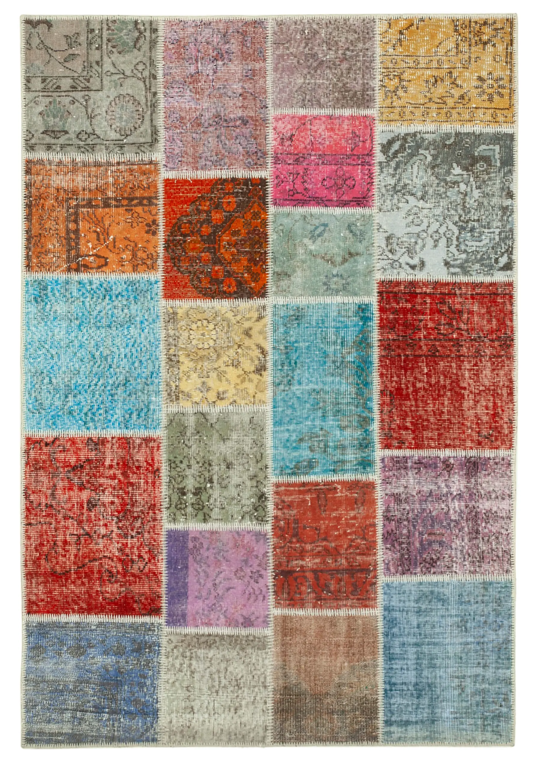 Rc_32094_0_Multicolor_Patchwork_Rugs Patchwork Multi Pamuk Üzerine Yün El Dokuma Kilim-142x206 - Görsel 1