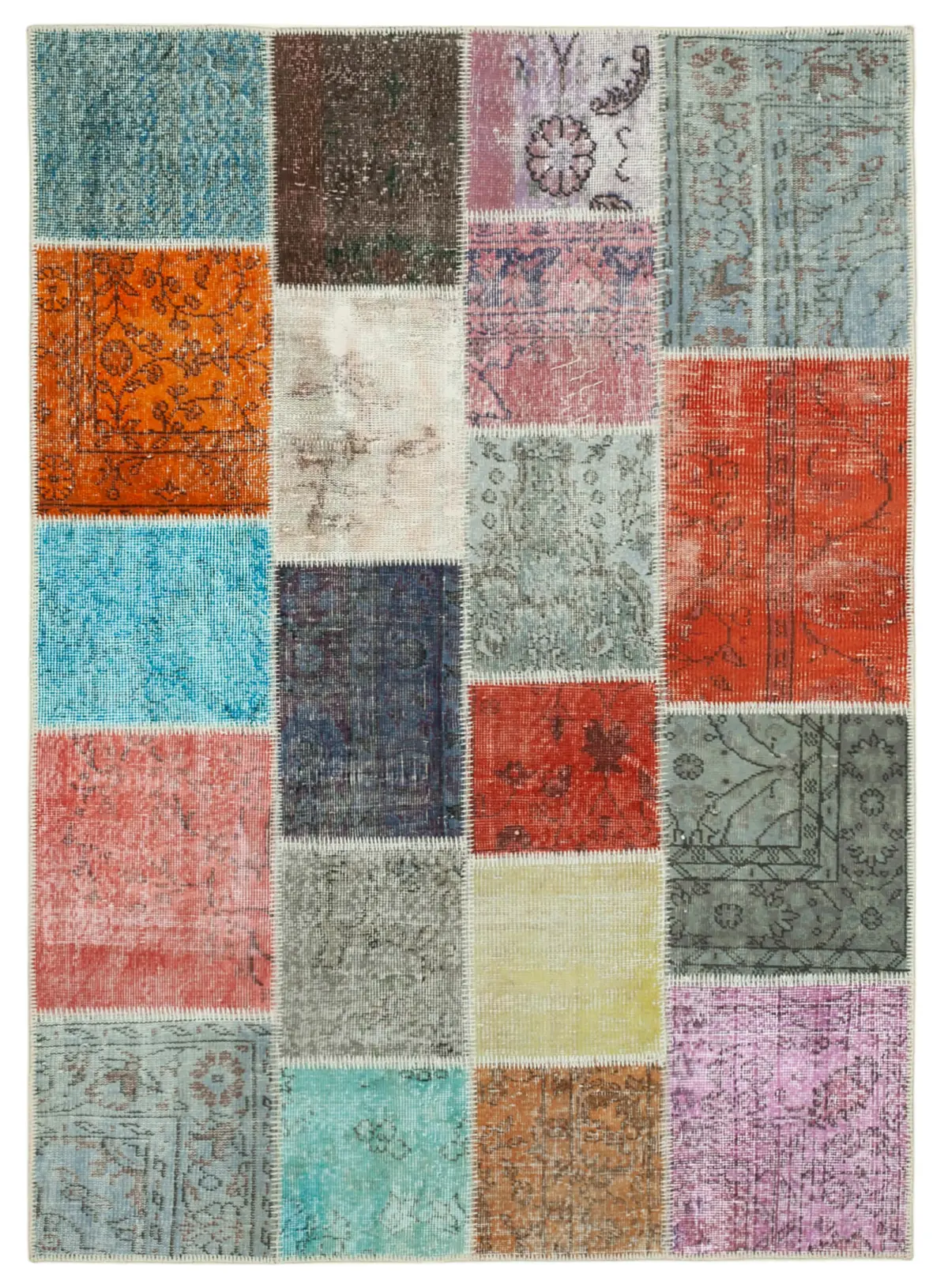 Rc_32098_0_Multicolor_Patchwork_Rugs Patchwork Multi Pamuk Üzerine Yün El Dokuma Kilim-143x201 - Görsel 1