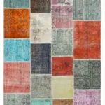 Patchwork Multi Pamuk Üzerine Yün El Dokuma Kilim-143x201