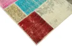 Patchwork Multi Pamuk Üzerine Yün El Dokuma Kilim-145x201 - Görsel 4