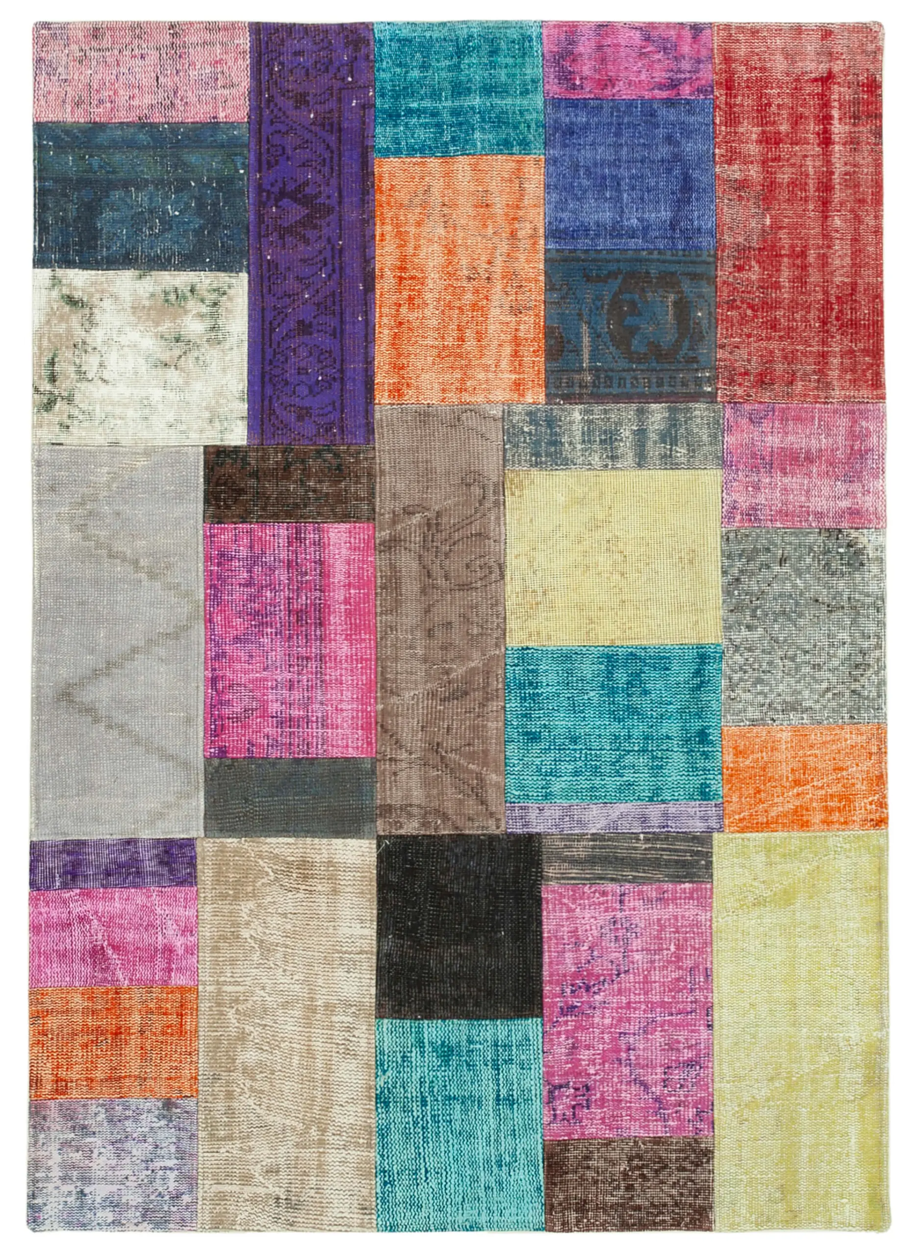 Rc_32108_0_Multicolor_Patchwork_Rugs Patchwork Multi Pamuk Üzerine Yün El Dokuma Kilim-143x201 - Görsel 1