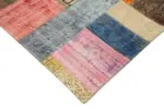 Patchwork Multi Pamuk Üzerine Yün El Dokuma Kilim-143x202 - Görsel 4